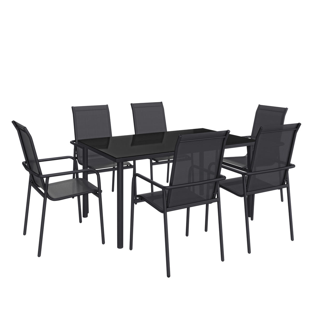 GARTENTISCHGRUPPE Webstoff Stahl  - Grau, MODERN, Glas/Textil (284/204/100cm) - Ambia Garden