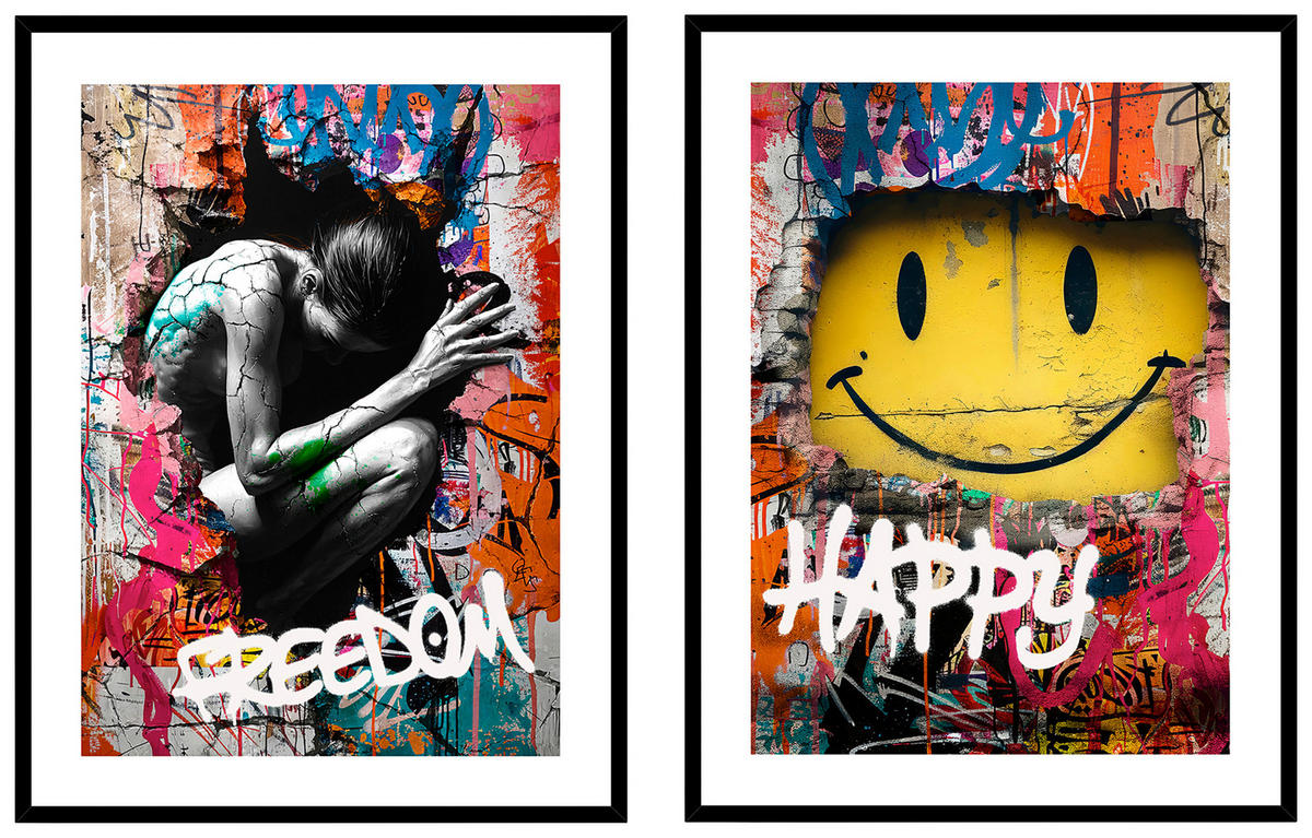 KUNSTDRUCK 30/40 cm  - Multicolor/Schwarz, Design, Holzwerkstoff (30/40cm) - Monee