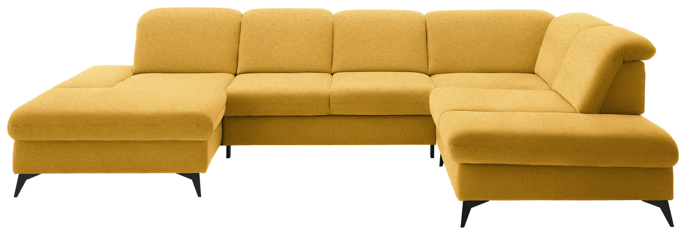 WOHNLANDSCHAFT  in Chenille Currygelb  - Currygelb/Schwarz, Design, Textil/Metall (198/364/255cm) - Beldomo Style