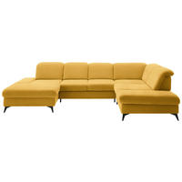 WOHNLANDSCHAFT  in Chenille Currygelb  - Currygelb/Schwarz, Design, Textil/Metall (198/364/255cm) - Beldomo Style