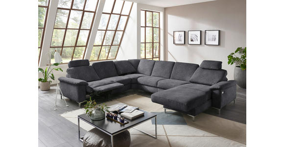 WOHNLANDSCHAFT in Chenille Dunkelgrau - Dunkelgrau/Alufarben, Design, Textil/Metall (265/333/170cm) - Dieter Knoll