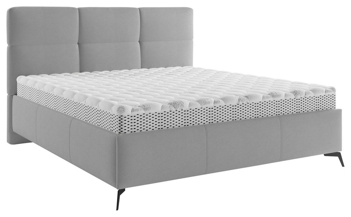POLSTERBETT gepolstertes Kopfteil, Lattenrost 160/200 cm  in Greige  - Greige/Schwarz, MODERN, Holz/Textil (160/200cm) - Boxxx