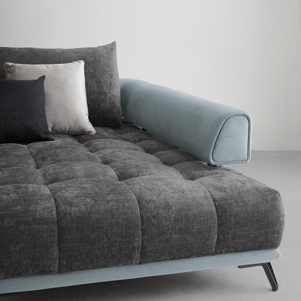 HÖRNSOFFA i mörkgrå  - mörkgrå/silver, Modern, metall/textil (262/67-87/184cm) - MID.YOU