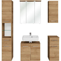 BADEZIMMER 5-teilig  in 125 cm  - Chromfarben/Eichefarben, KONVENTIONELL, Glas/Holzwerkstoff (125cm) - Xora