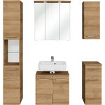 BADEZIMMER 5-teilig  in 125 cm  - Chromfarben/Eichefarben, KONVENTIONELL, Glas/Holzwerkstoff (125cm) - Xora