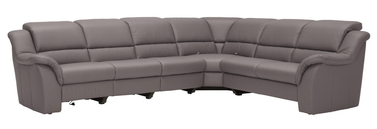 ECKSOFA in Echtleder Grau  324/260 cm  - Chromfarben/Grau, KONVENTIONELL, Leder/Kunststoff (324/260cm) - Cantus