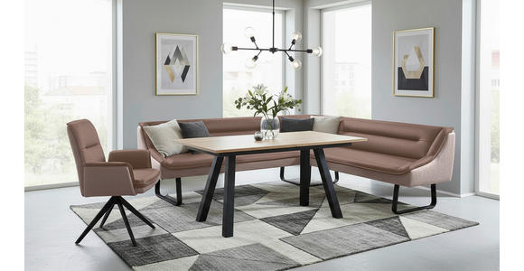 ECKBANK 237/178 cm Struktur Echtleder Schwarz, Taupe   - Taupe/Schwarz, Design, Leder/Textil (237/178cm) - Novel