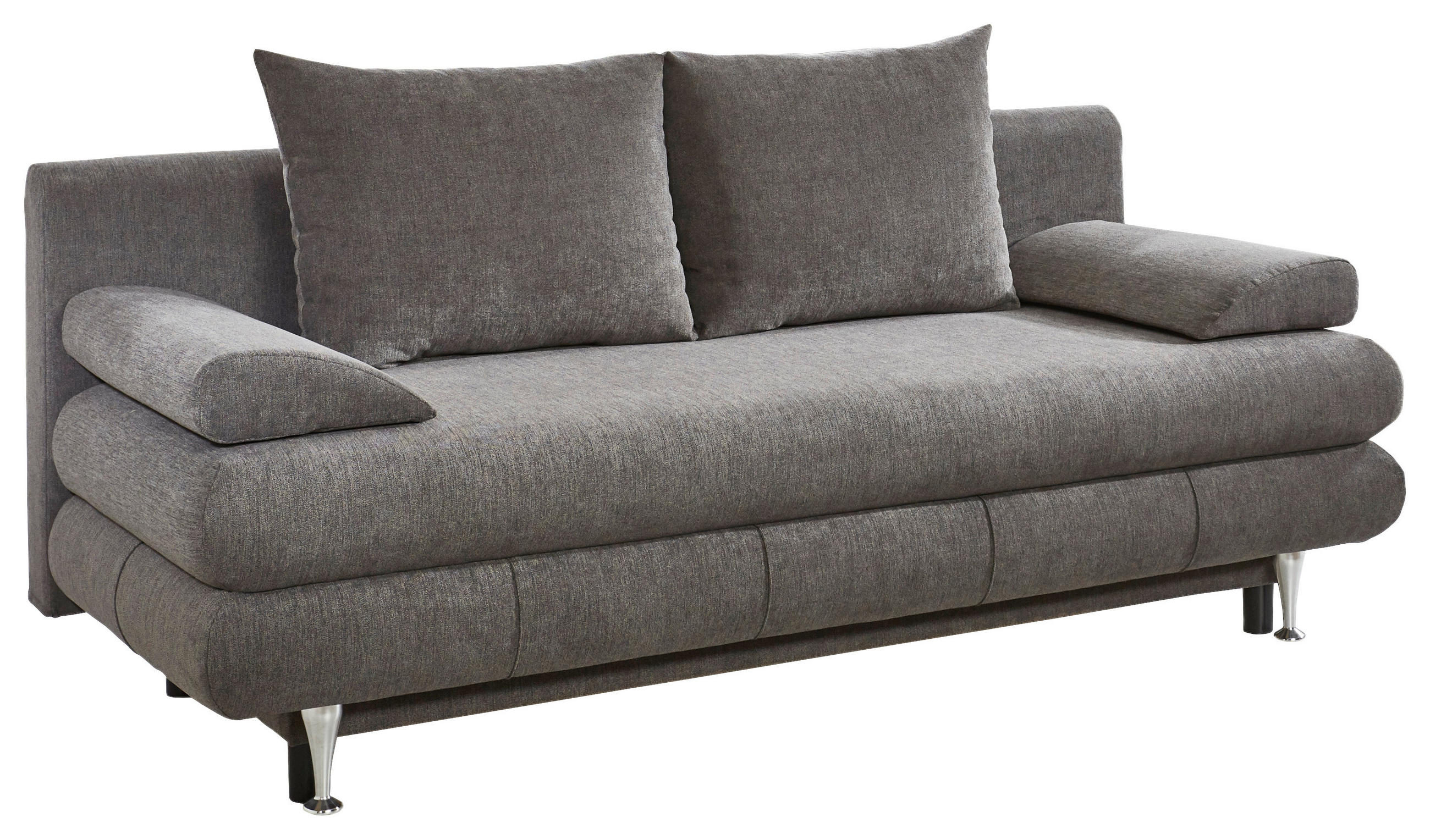 SCHLAFSOFA  mit Webstoff Taupe  - Taupe/Edelstahlfarben, KONVENTIONELL, Kunststoff/Textil (190/93/92cm) - Carryhome