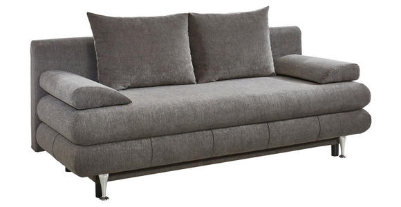 SCHLAFSOFA Webstoff Taupe Zierkissen, Rückenkissen, Armlehnenkissen, Bettkasten, Schlaffunktion, Rücken echt, Stauraum, Liegefläche im Originalstoff  - Taupe/Edelstahlfarben, KONVENTIONELL, Kunststoff/Textil (190/93/92cm) - Carryhome