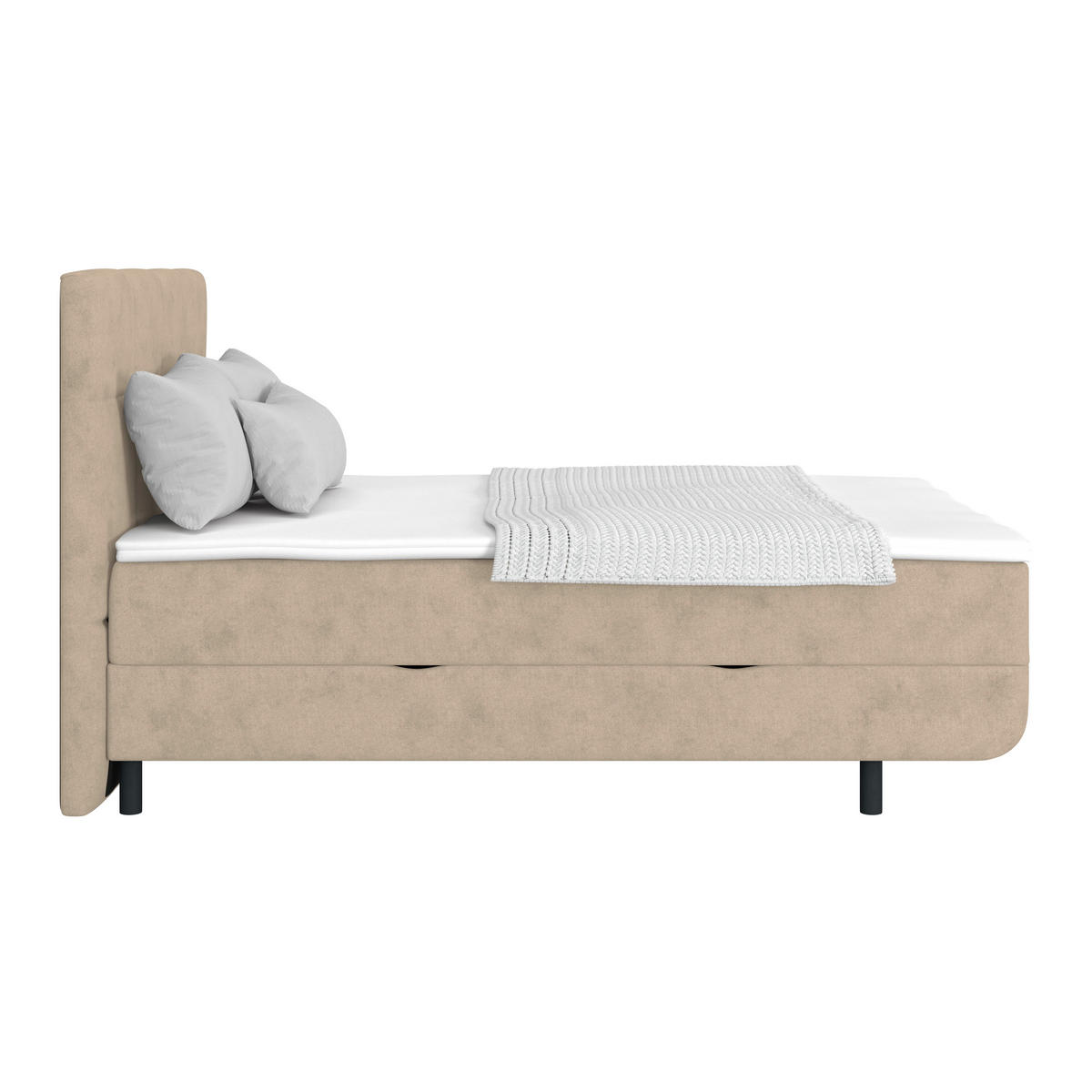 POLSTERBETT Bettkasten, Topper 140/200 cm  in Beige  - Beige/Schwarz, MODERN, Kunststoff/Textil (140/200cm) - MID.YOU