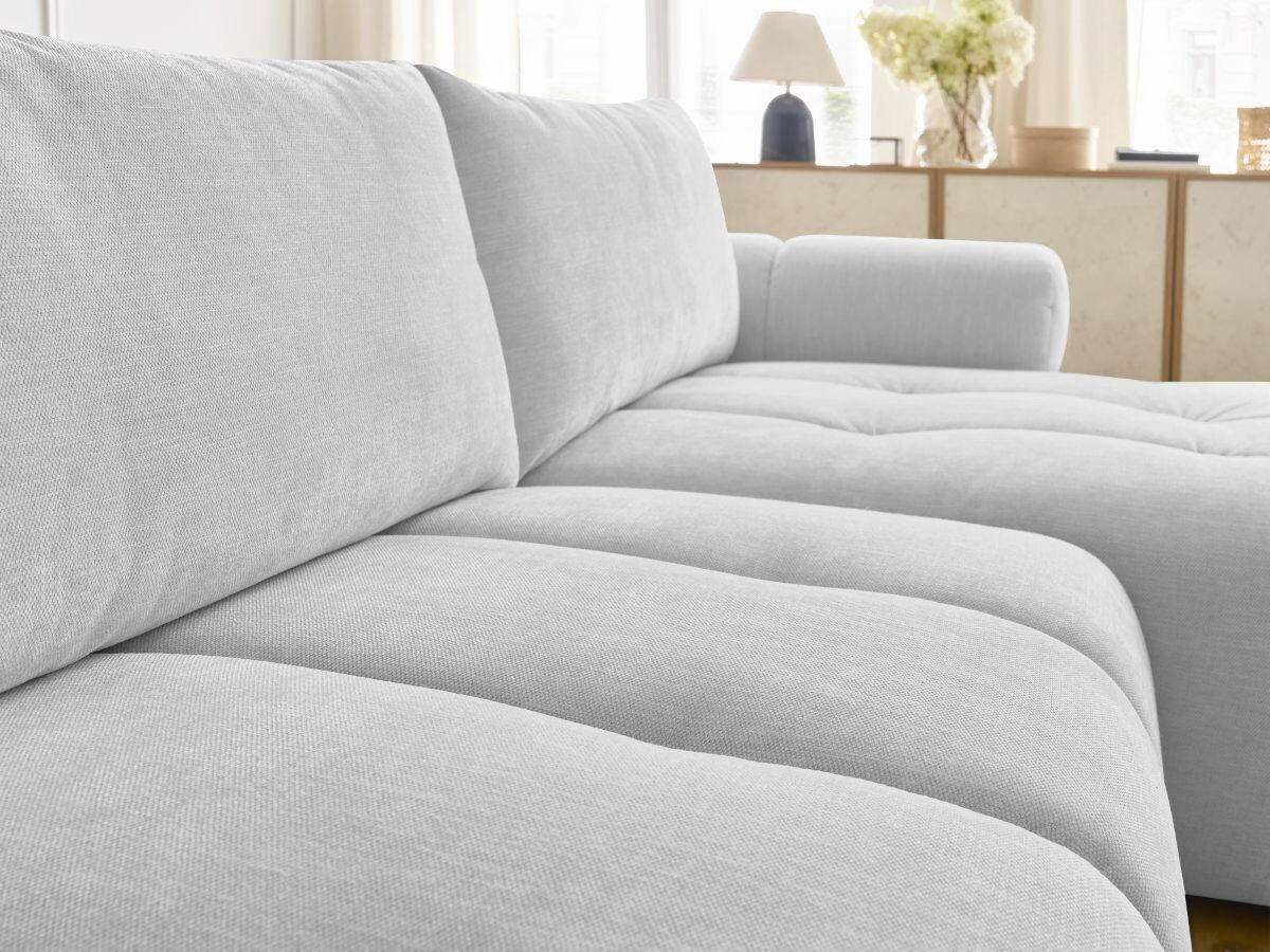 ECKSCHLAFSOFA FUJI Leinenoptik Hellgrau  inkl.  - Hellgrau/Schwarz, MODERN, Kunststoff/Textil (292/160cm)