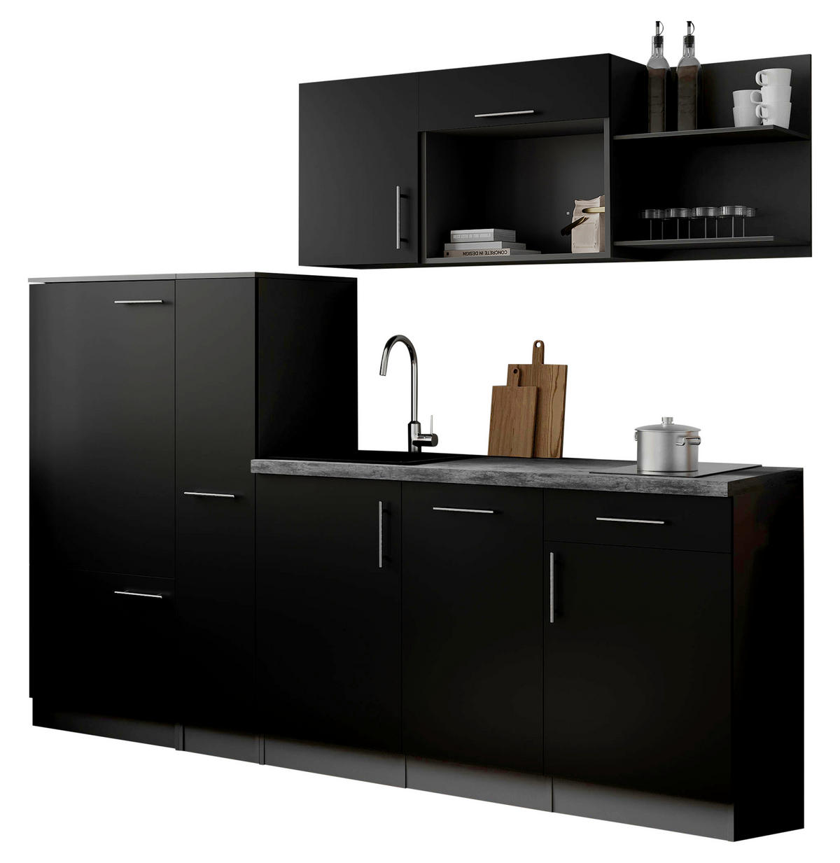 MODULKÖK 235 cm   i svart  - svart/grå, Trend, metall/trämaterial (235cm) - Respekta