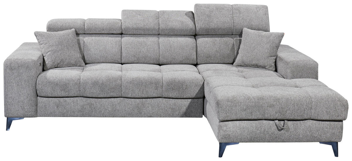 ECKSOFA in Chenille Taupe  - Taupe/Schwarz, Konventionell, Kunststoff/Textil (268/172cm) - MID.YOU