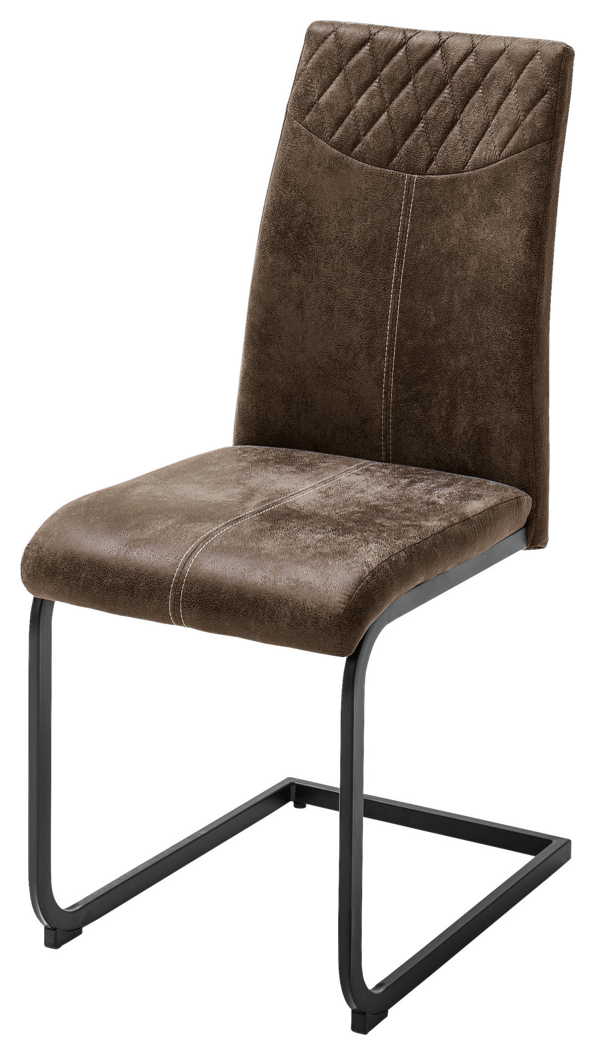 SCHWINGSTUHL  in Eisen Lederlook  - Schwarz/Braun, Design, Textil/Metall (42/94/60cm) - Ti'me