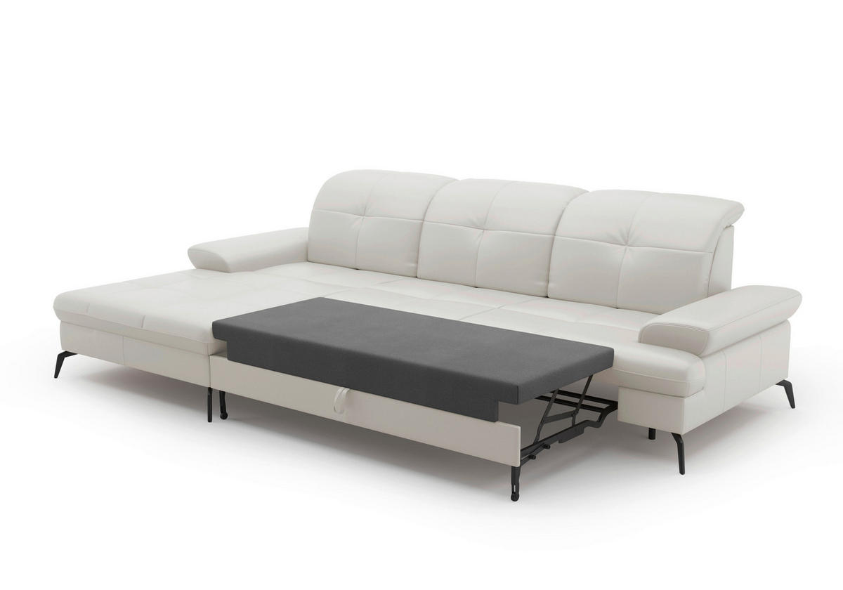 ECKSOFA in Vliesstoff Kombination Echtleder/Stoff Weiss  - Weiss/Schwarz, Konventionell, Leder/Textil (185/279cm) - Sit & More