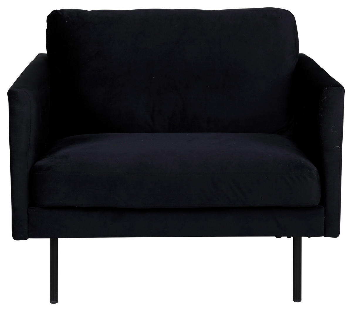 SESSEL in Samt Schwarz  - Schwarz, Design, Textil/Metall (95/80/84cm) - Livetastic