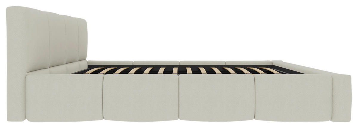 POLSTERBETT 180/200 cm,  in Beige, Lattenrost, Bettkasten,  - Beige/Schwarz, Design, Holz/Textil (180/200cm) - Xora