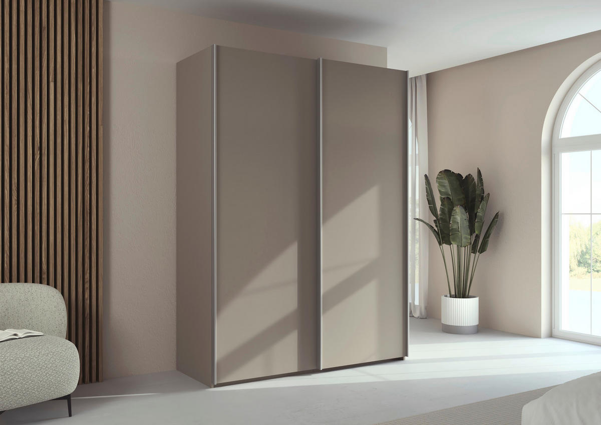 SCHWEBETÜRENSCHRANK 162/223/69 cm,  in Alufarben, Fango, 2 Tür(en)  - Fango/Alufarben, Basics, Holzwerkstoff/Metall (162/223/69cm) - Rauch Möbel