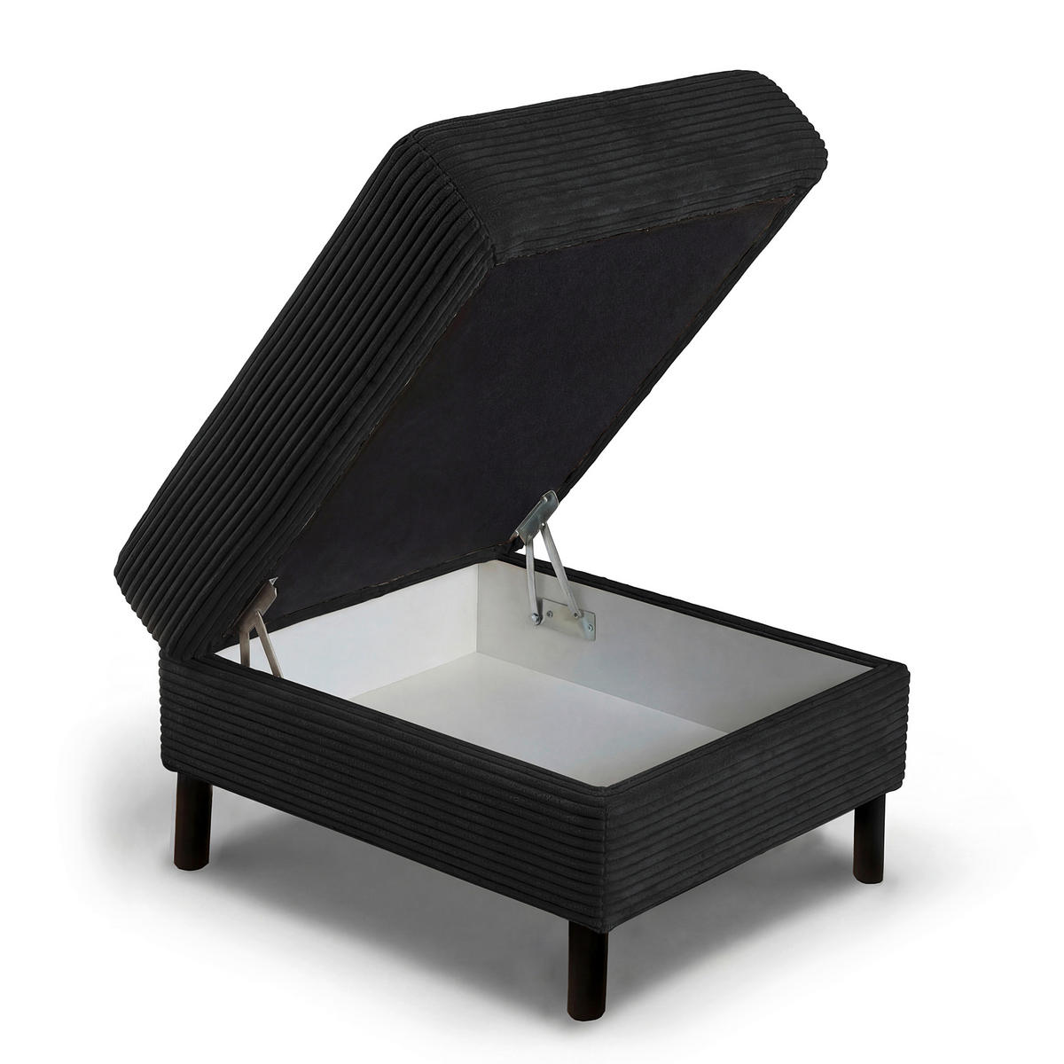 HOCKER in Textil Schwarz  - Schwarz, Design, Textil/Metall (70/48/60cm) - Livetastic