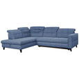 ECKSOFA in Webstoff Blau  216/297 cm  - Blau/Schwarz, Design, Holz/Textil (216/297cm) - Xora