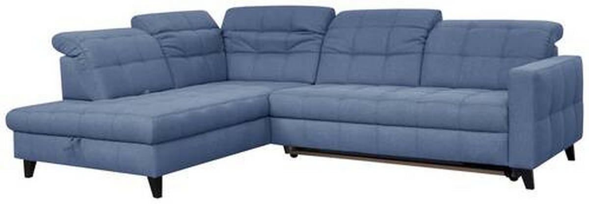 ECKSOFA in Webstoff Blau  - Blau/Schwarz, Design, Holz/Textil (216/297cm) - Xora