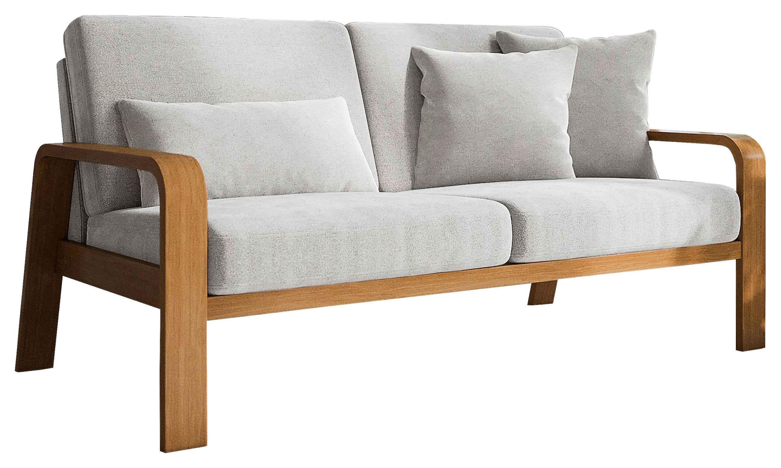2,5-SITZER in Mikrofaser Hellgrau  - Eichefarben/Hellgrau, Konventionell, Holz/Textil (170/91/93cm) - Livetastic