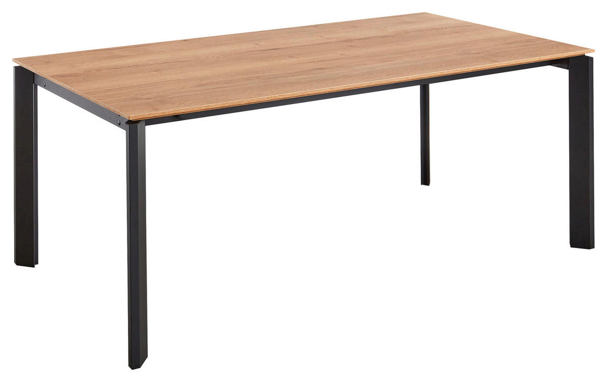 ESSTISCH Schwarz, Eichefarben rechteckig  ausziehbar, in verschiedenen Holzdekoren erhältlich  - Eichefarben/Schwarz, Basics, Holzwerkstoff/Metall (200-300/95/76cm) - Celina Home