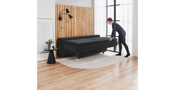 BOXSPRINGSOFA  in Flachgewebe Anthrazit  - Anthrazit, KONVENTIONELL, Textil/Metall (204/93/100cm) - Novel