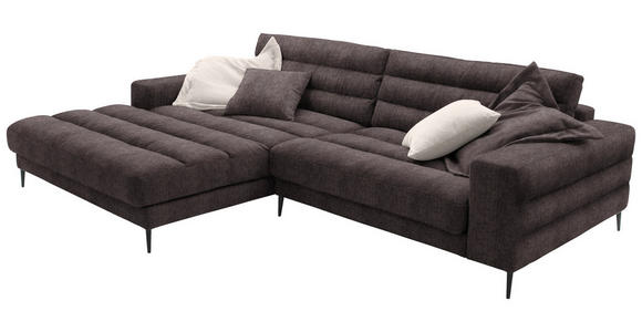 ECKSOFA in Flachgewebe Braun 207/296 cm - Schwarz/Braun, Design, Textil/Metall (207/296cm) - Dieter Knoll