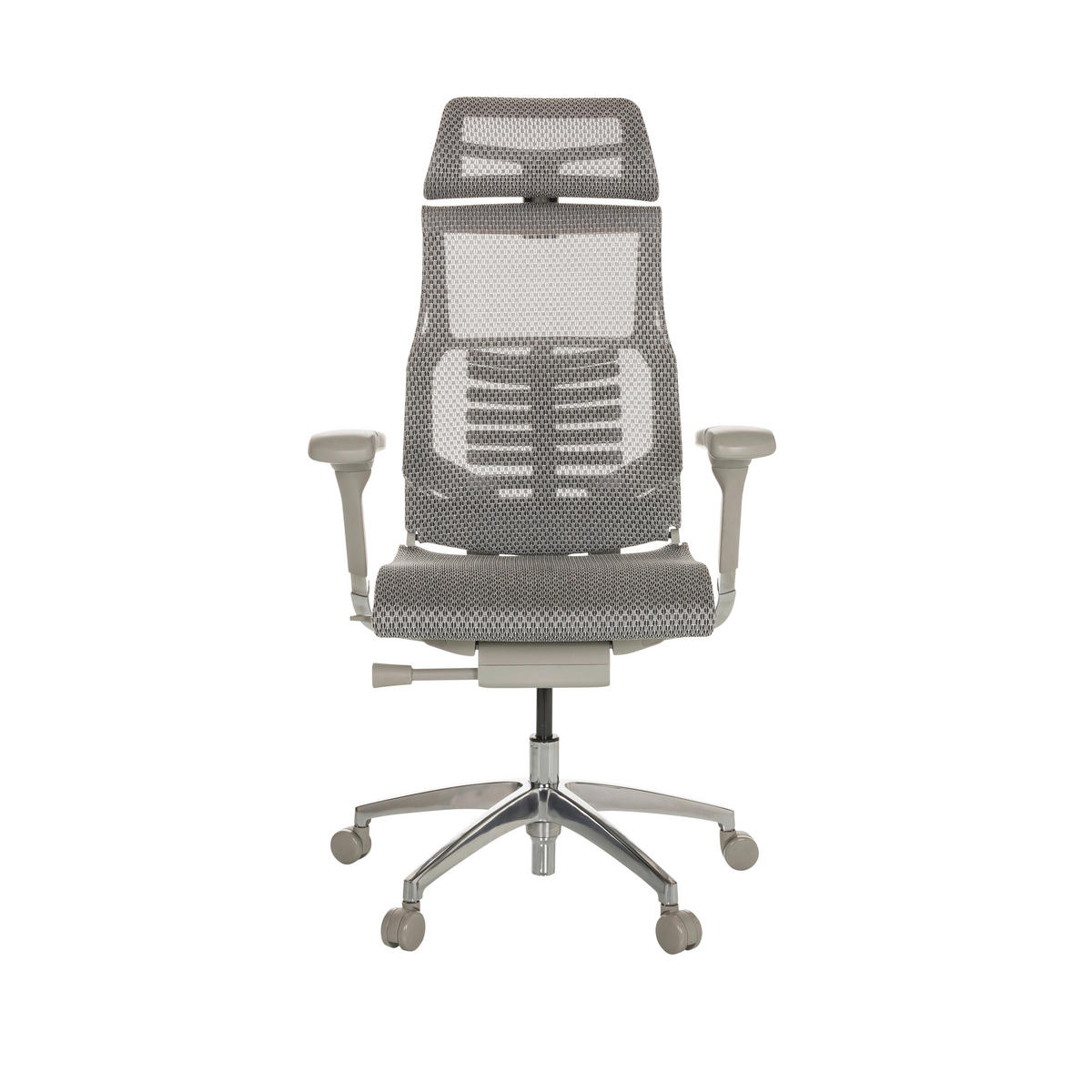DREHSTUHL  in Netz Hellgrau  - Hellgrau/Alufarben, Basics, Kunststoff/Textil (67/119-135/60cm) - MID.YOU