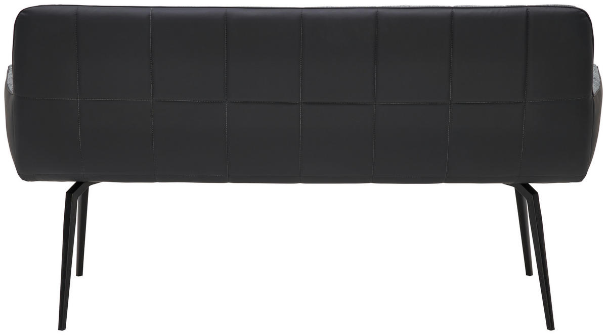 SITZBANK 162/88/63 cm Lederlook, Webstoff Grau, Schwarz  - Schwarz/Grau, MODERN, Textil/Metall (162/88/63cm) - Livetastic