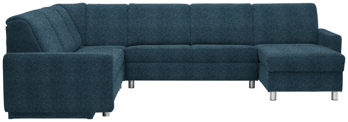 WOHNLANDSCHAFT  in Chenille Blau  - Blau/Alufarben, KONVENTIONELL, Kunststoff/Textil (236/322/158cm) - Sedda