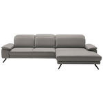 ECKSOFA in Echtleder Hellgrau  - Hellgrau/Schwarz, Design, Leder/Metall (332/193cm) - Dieter Knoll