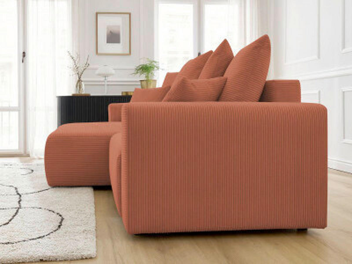 ECKSOFA Ottomane links  ATILLA Orange Cord  - Schwarz/Orange, MODERN, Kunststoff/Textil (149/244cm)