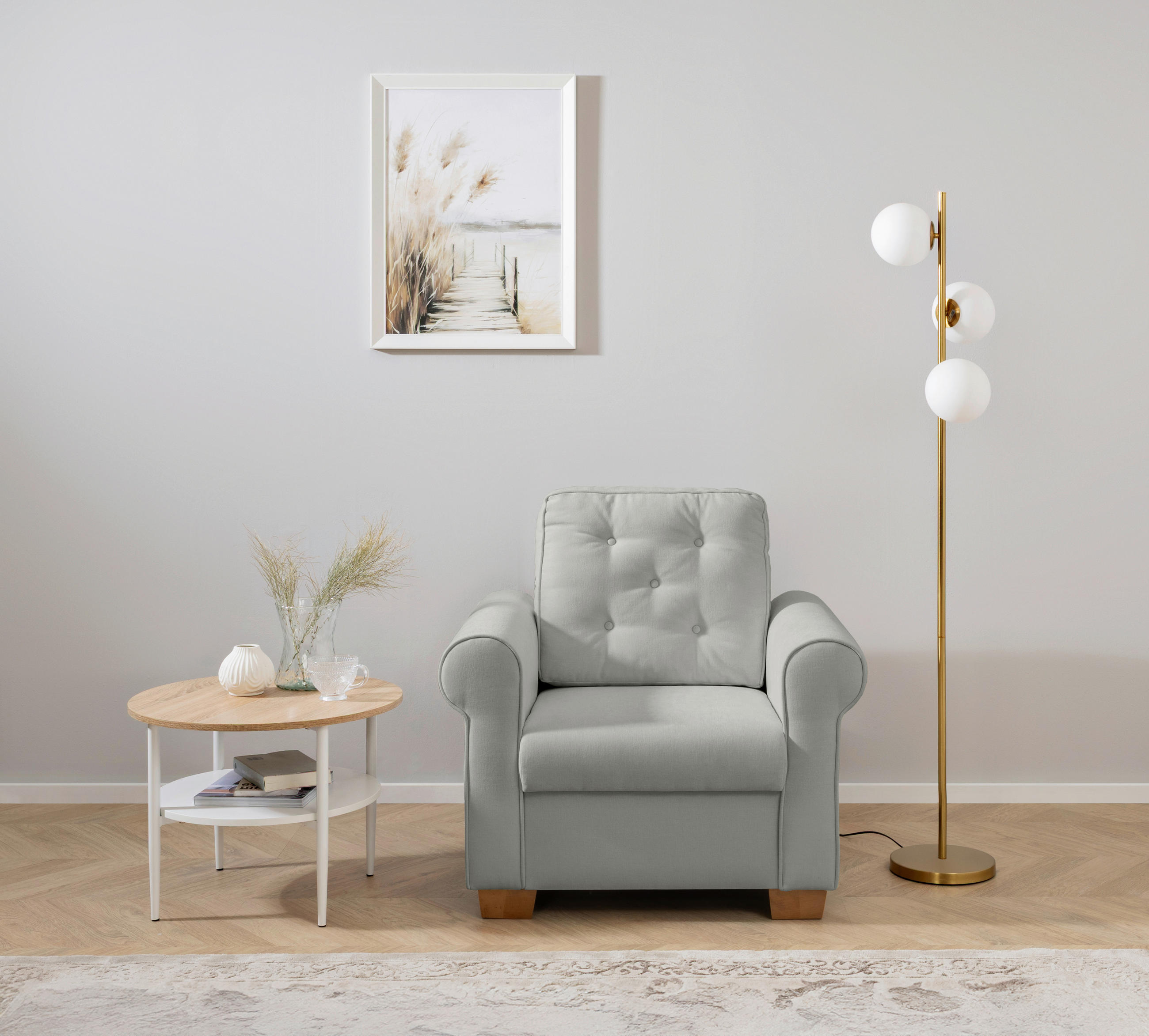 SESSEL in Grau  - Buchefarben/Grau, Design, Holz/Textil (93/89/82cm) - MID.YOU