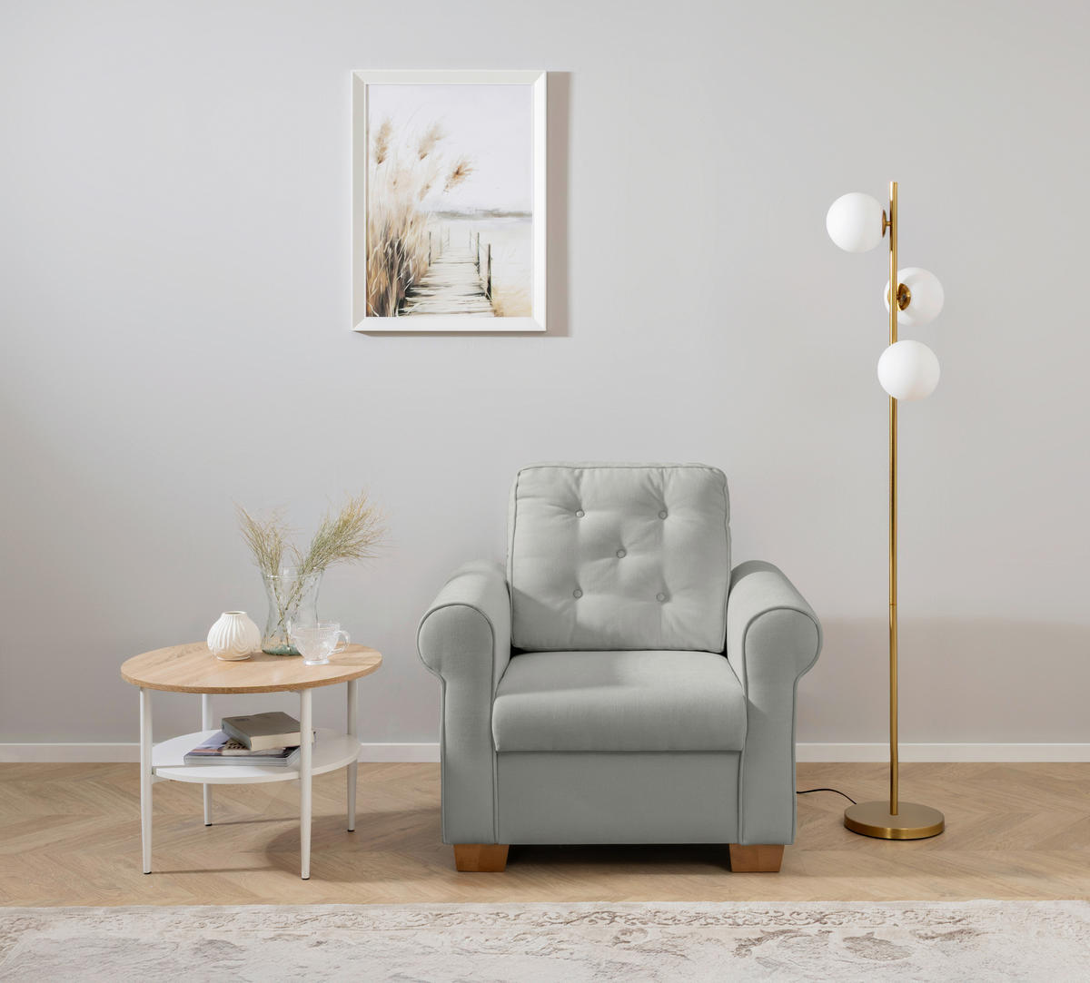 SESSEL in Grau  - Buchefarben/Grau, Design, Holz/Textil (93/89/82cm) - MID.YOU