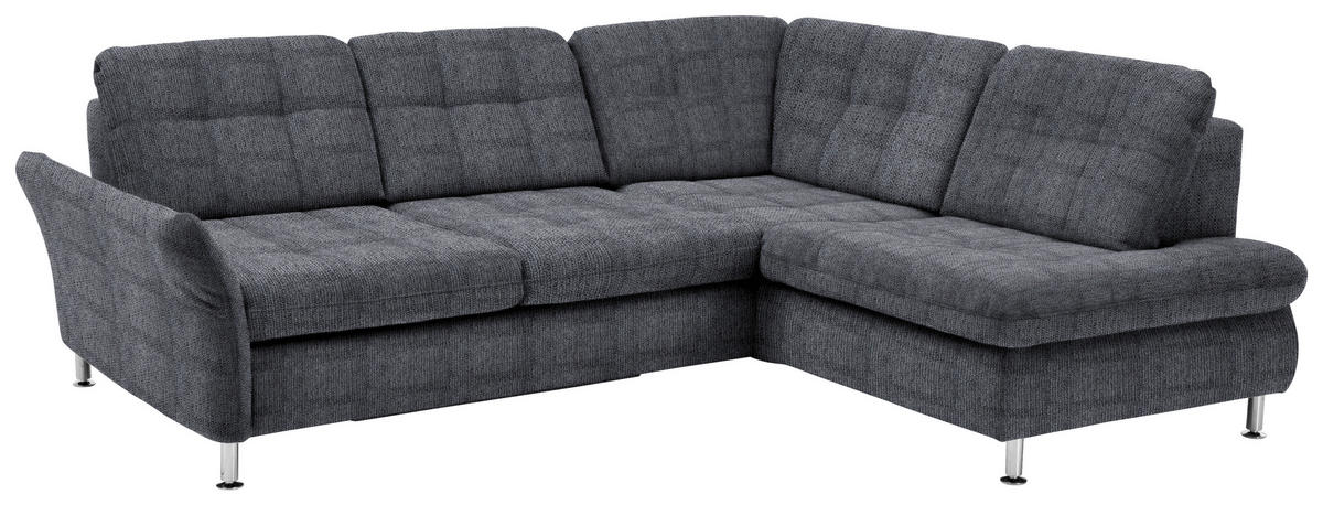 ECKSOFA Anthrazit Webstoff  - Chromfarben/Anthrazit, KONVENTIONELL, Textil/Metall (242/210cm) - Beldomo Style