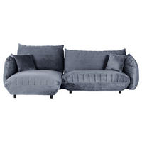 HÖRNSOFFA i plysch blågrå  - blågrå/svart, Klassisk, textil/plast (170/270cm) - MID.YOU