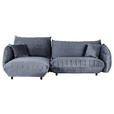 ECKSOFA in Plüsch Blaugrau  - Blaugrau/Schwarz, KONVENTIONELL, Kunststoff/Textil (170/270cm) - Carryhome