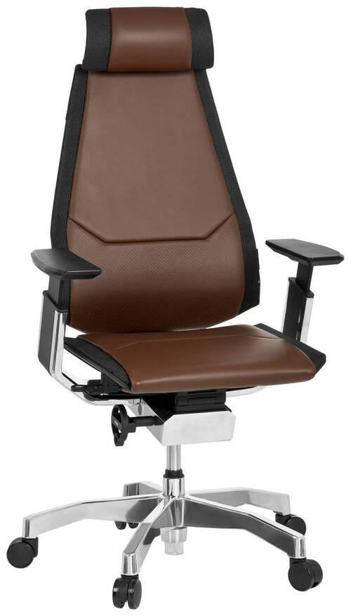 DREHSTUHL Braun, Schwarz  - Schwarz/Alufarben, MODERN, Leder/Kunststoff (57/119/46cm) - MID.YOU