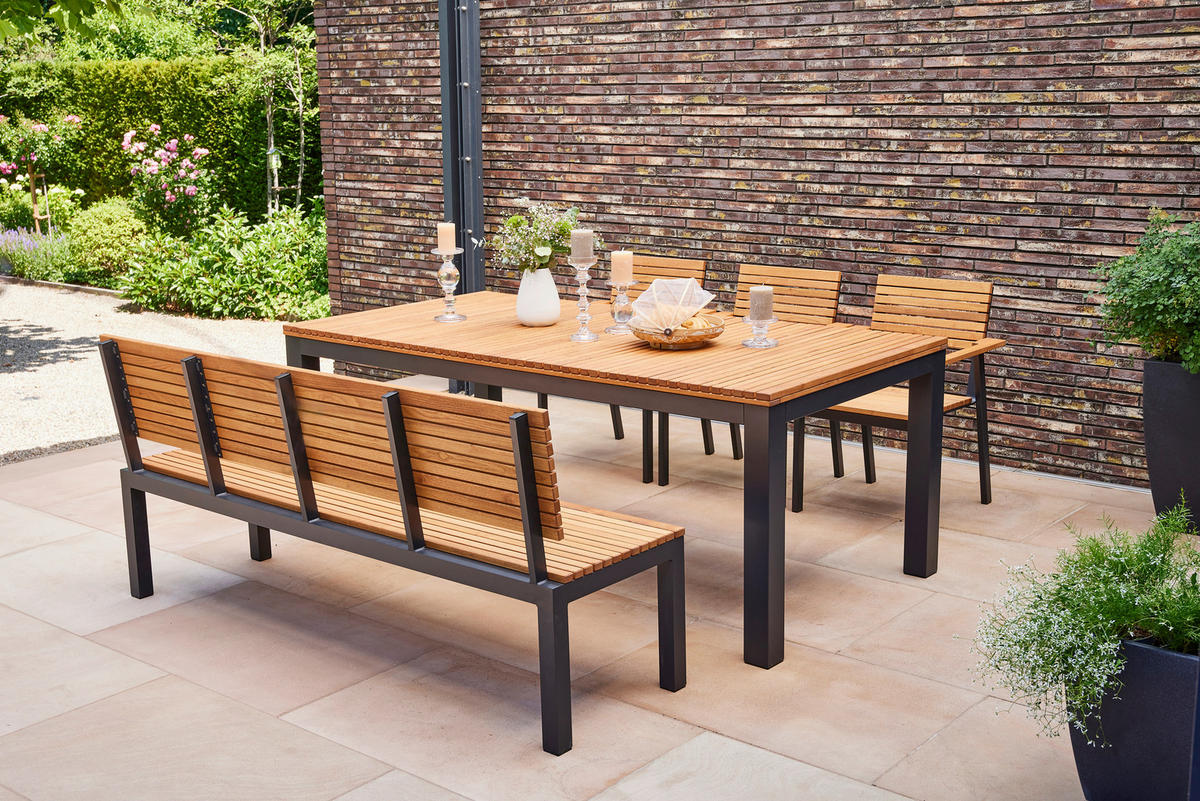 GARTENBANK 180/84/157,5 cm  in Naturfarben  - Anthrazit/Robinienfarben, KONVENTIONELL, Holz/Metall (180/84/157,5cm) - Siena Garden