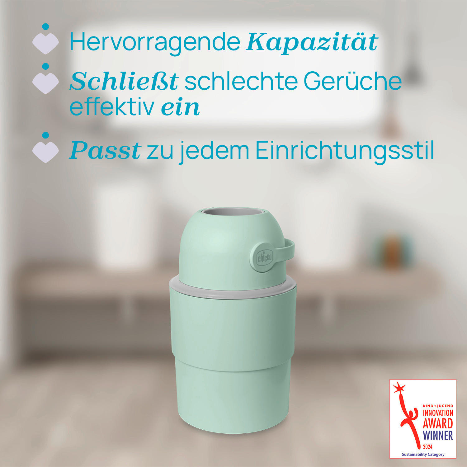 WINDELEIMER - Grün, Basics, Kunststoff (28,5/48/28,5cm) - Chicco