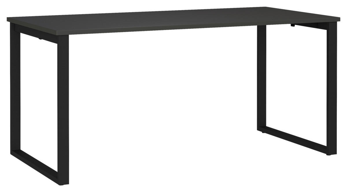 SCHREIBTISCH 160/80/75 cm, Graphitfarben, Schwarz, in verschiedenen Holz-Dekoren erhältlich, justierbare Füße  - Graphitfarben/Schwarz, MODERN, Holzwerkstoff/Metall (160/80/75cm) - Novel
