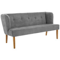 SITZBANK 179/88/76 cm Webstoff Grau Eiche vollmassiv  - Eichefarben/Grau, KONVENTIONELL, Holz/Textil (179/88/76cm) - Cantus