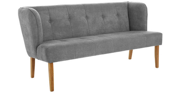 SITZBANK 179/88/76 cm Webstoff Grau Eiche vollmassiv - Eichefarben/Grau, KONVENTIONELL, Holz/Textil (179/88/76cm) - Cantus