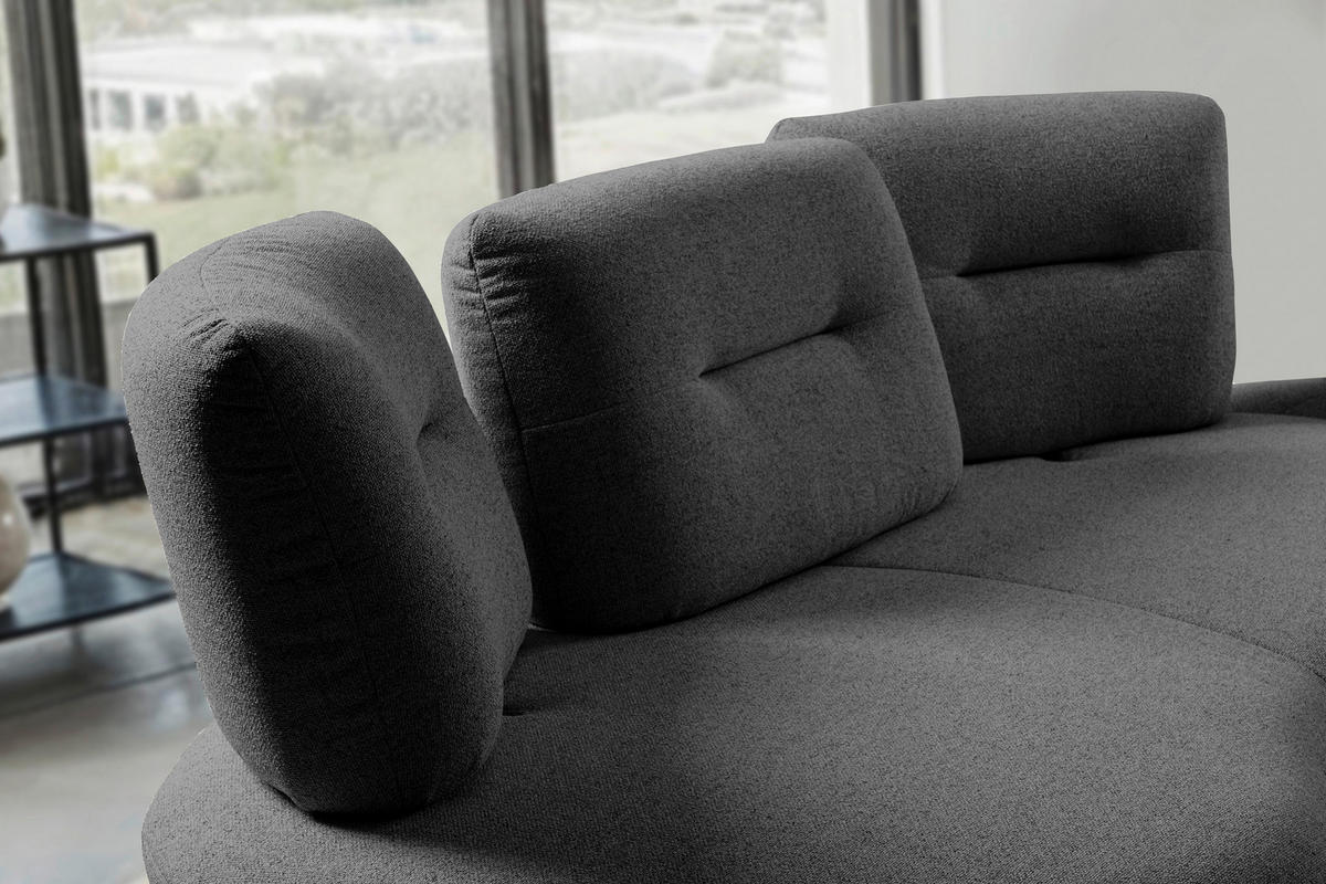BIGSOFA Flachgewebe Anthrazit  - Anthrazit/Schwarz, Design, Textil/Metall (456/93/138cm) - Moderano