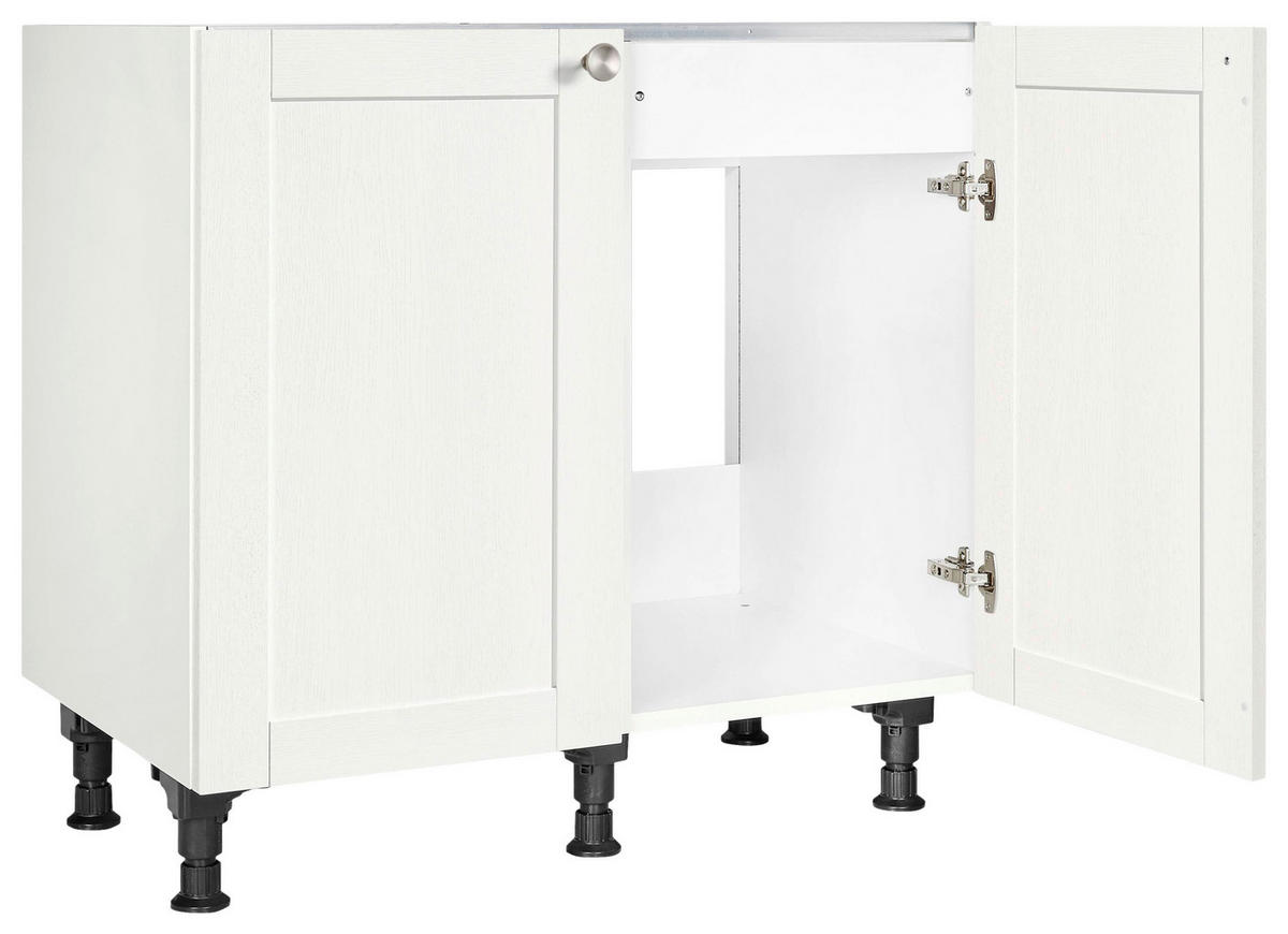 SPÜLENUNTERSCHRANK 90/87/56 cm  in Weiß  - Edelstahlfarben/Weiß, MODERN, Holzwerkstoff/Metall (90/87/56cm) - Nobilia