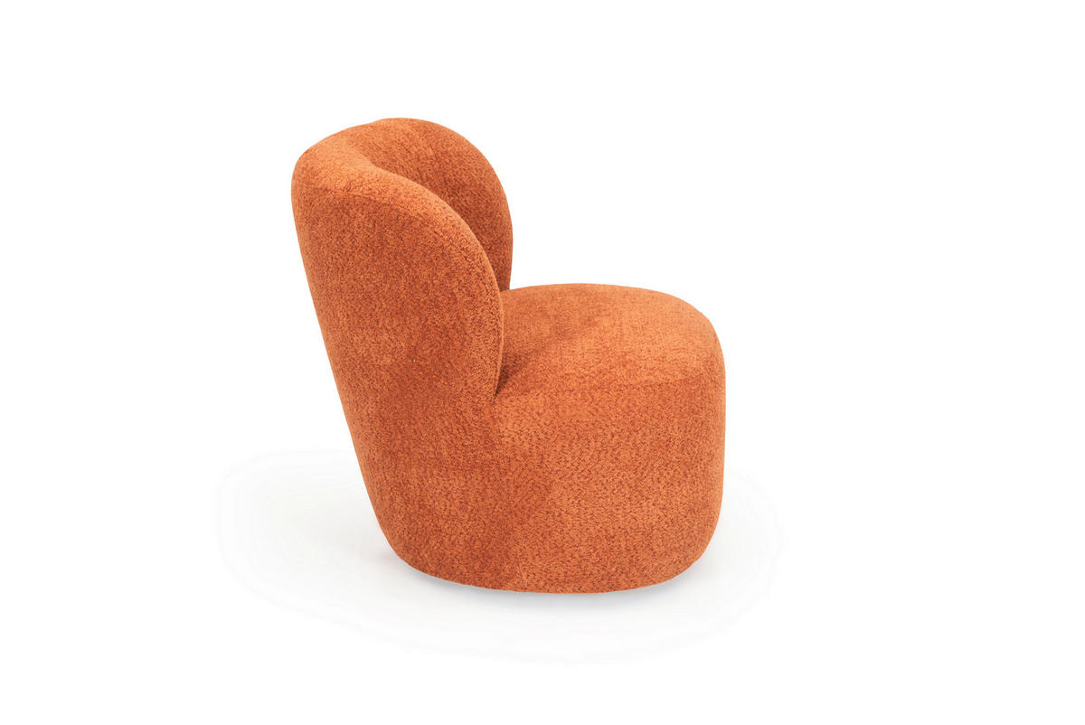 DESIGNSESSEL in Teddystoff Cognac  - Cognac, Design, Textil (73/76/80cm) - Welnova