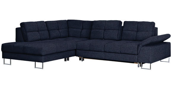 ECKSOFA in Flachgewebe Dunkelblau  - Dunkelblau, Design, Textil/Metall (229/296cm) - Novel