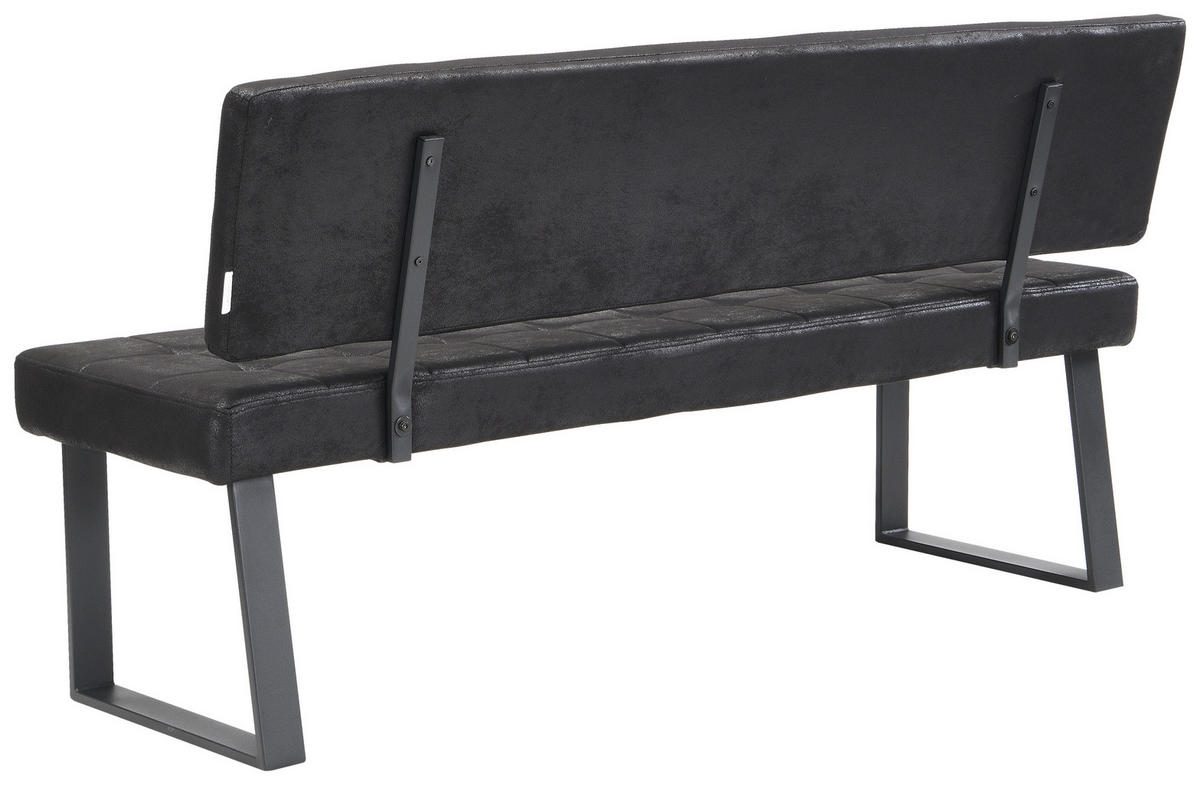 SITZBANK in Metall, Textil Schwarz  - Schwarz, MODERN, Textil/Metall (160/85/56cm) - Livetastic